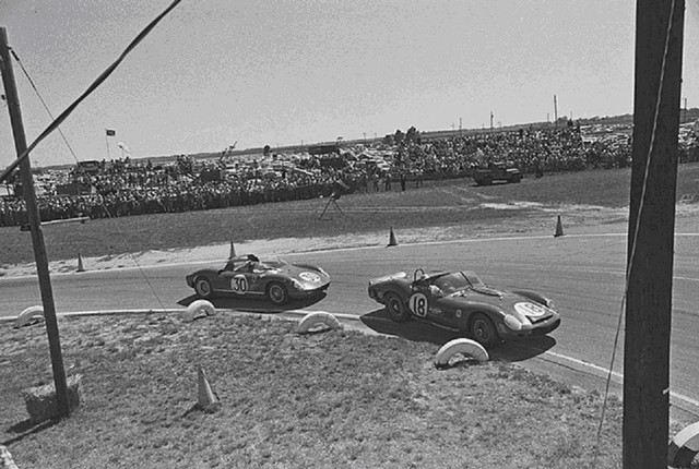 Dave MacDonald and Fireball Roberts co-drive the Shelby Cobra Roadster at the 12 HRS Sebring in 1963